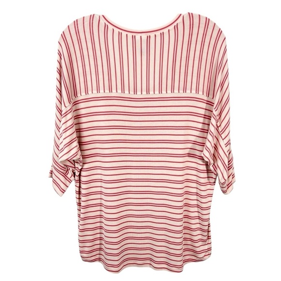 Cabi Tickled Tee Shirt XS Pink Striped Stretchy Top #5750 - Picture 7 of 9